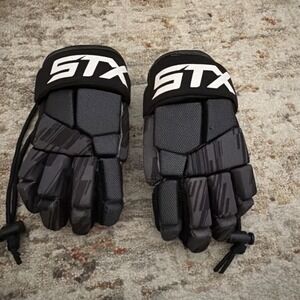 stx Youth lacrosseBLACK AND GRAY gloves Size XS
